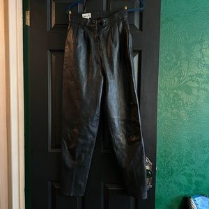 Donna Peel genuine LEATHER slacks 80s vintage cosplay style retro style